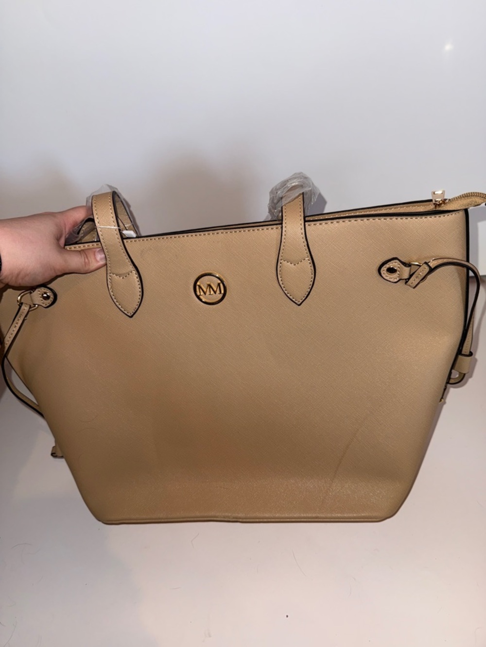 Marilyn Monroe Beige Tote with Gold Logo